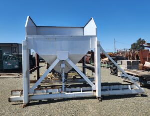 Hopper 8’ x 8’ 10” x 8’ tall, with new 36” x 12” clam gate discharge,