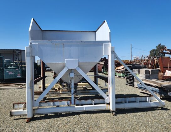 Hopper 8’ x 8’ 10” x 8’ tall, with new 36” x 12” clam gate discharge,